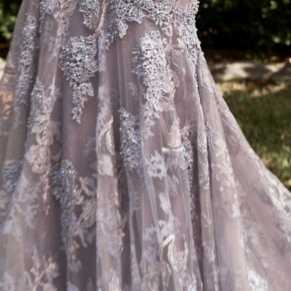 VIOLET OR Dusty rose MERMAID LACE FORMAL OFF SHOULDER MOTHER OF THE BRIDE DRESS - Picture 4 of 13